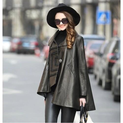 New 2020 Spring Autumn Womens Genuine Leather Jacket Sheepskin Coat Female Casual Cloak Jackets Jaqueta De Couro WXF278 s