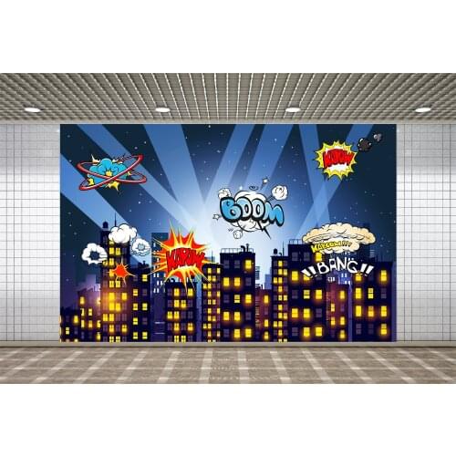 Lyavshi Superhero Birthday Party City Baby shower Poster Photo Backgrounds Photography Backdrops Photocall Photo Studio