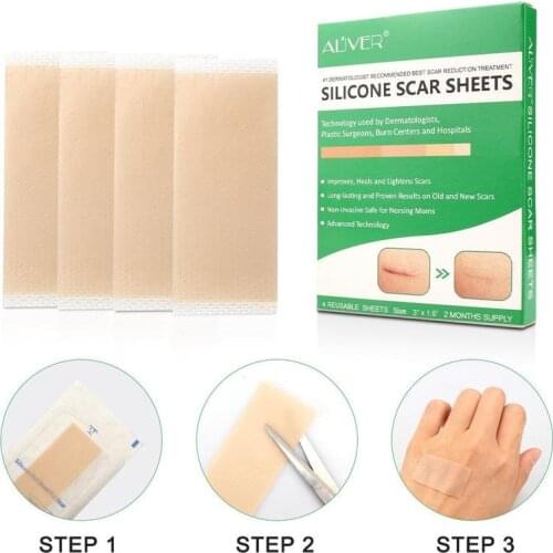 4 Pcs Scar Stickers Aliver Medical Silicone Gel Strips Patch Scar Away Treatment Sheet Tape Skin Repair Aliver Scar Patch