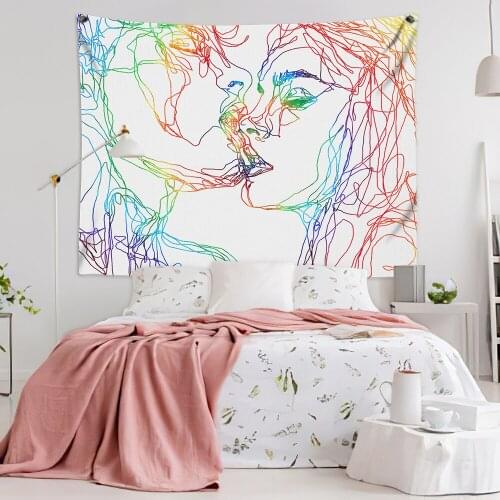3D Print Fashion Character Line Drawing Tapestry Home Bedroom Living Room Wall Rug Dorm Decor Custom Hanging Tapestries Adult