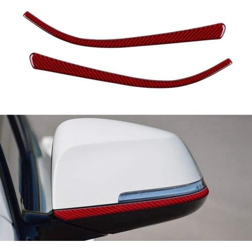 Carbon Fiber Rearview Side Mirror Covers Trim for -BMW 3 4 Series GT F30 F32 F34 2013-2019 (2Pcs Red)