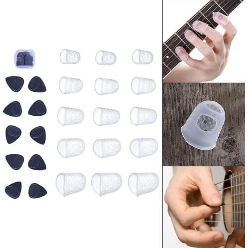 New Silicone Finger Cot Celluloid Guitar Thumb Picks Practical Stringed Instruments Accessories for Mandolin Bass Ukulele NOV99