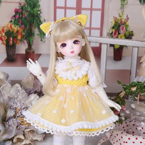 1/3 1/4 1/6 BJD Dolls Clothes Beautiful Yellow Dress For Dolls Toy Clothing Doll Accessories