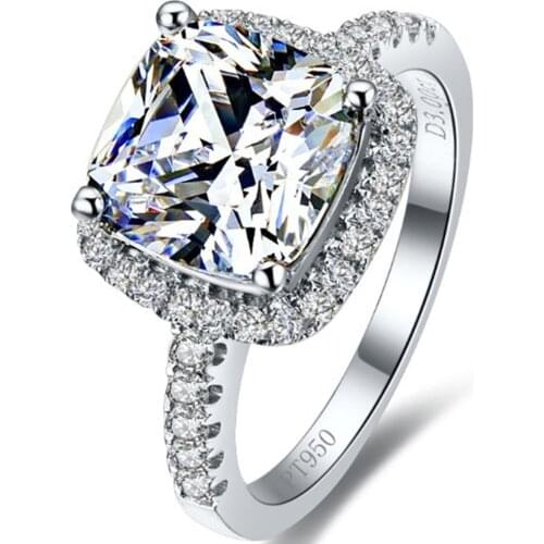 Original Solid Platinum PT950 1CT Cushion Diamond Engagement Ring Birthday Present mother day Gift Beautiful