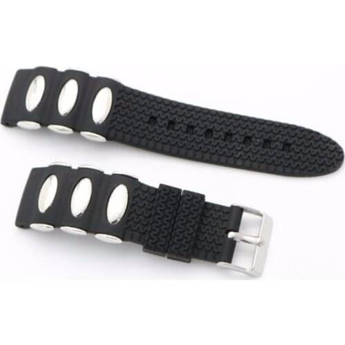 22 24mm Black Strap Silicone Rubber Waterproof Watch Band with Pin Buckle For Omega IWC Tag Heuer Panerai Jaeger LeCoultre Rolex