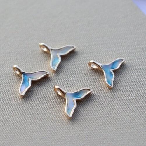 2021 New True Gold Plated Copper 12x14MM Gradient Mermaid Tail Earring Pendant Charms DIY Earrings Jewelry Making Accessory