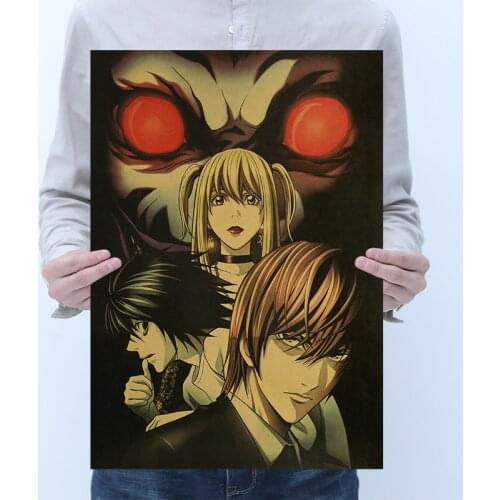 Death Note Vintage Anime Poster Room Decor Cartoon Figure Painting Home Decor Retro Kraft Paper Wall Stickers