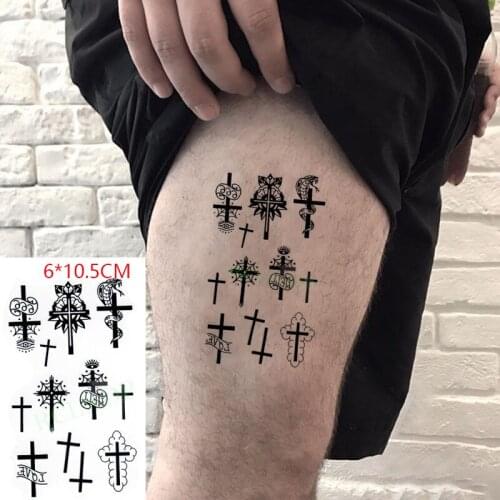 Waterproof Temporary Tattoo Sticker Cross Combination Snake Body Art Flash Tattoo Fake Tattoo for Women Men