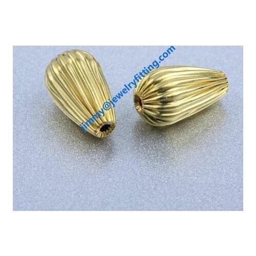 Jewelry finding big size 6*10mm fashion jewelry corrugated brass beads DIY beads jewelry findings teardrop shape beads