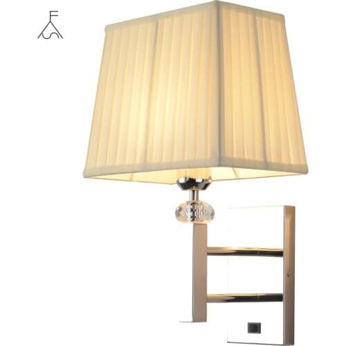 Zerouno Hotel Sconce Room Wall Lamp Modern Fabric Lampshade E27 Stainles Steel Reading LED Dual Living Room Bedroom Light Decor