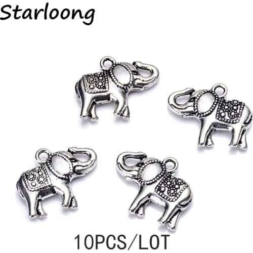 10pcs/lot Antique Vintage Zinc Alloy Cute Elephant Animal Little Charm Pendants DIY Jewelry Making for Bracelet Necklace