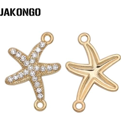 10PCS Gold Color Crystal Starfish Connectors for Jewelry Making Bracelet Findings Accessories DIY Craft 23x16mm
