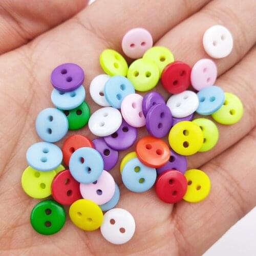 100pcs/pack Mix Color 9mm/6mm Plastic Buttons 2 Holes DIY Scrapbooking Kids Garment Dolls Clothes Clothing Sewing Accessories