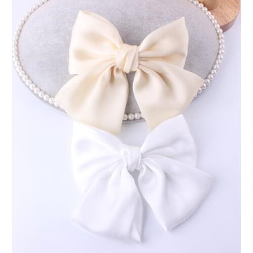 11 Solid Colors Satin Big Large Bows Beautiful Girls Soft Silk Bow Barrette Hair Clips Hairpin Hairgrips Women Hair Accessories