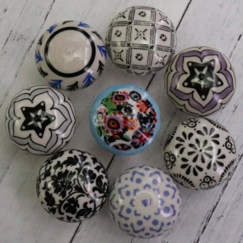 1x Round Ceramic Handle Rural style kitchen Cabinet Drawer Door Cupboard Knob Furniture Pull
