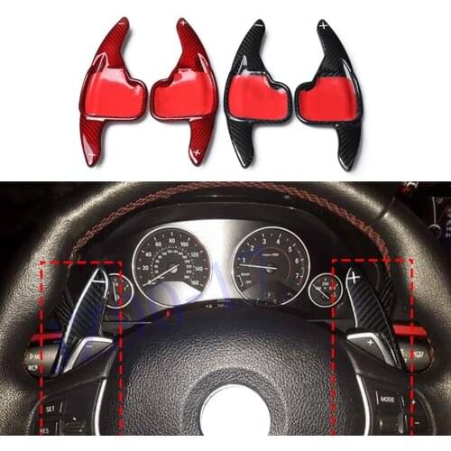 2 PCS Gearbox Carbon Fiber Wheel Shifter Paddle Shift Extension For BMW 1 2 3 4 5 6 Series X1 X3 X4 X5 X6 2014 2015 2016 Fitting