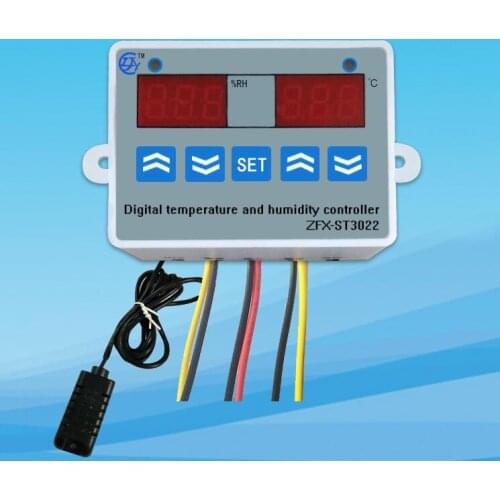 AC 220V DC 12V 2 in 1 Digital display Temperature humidity Controller thermostat Humidity control with Sensor