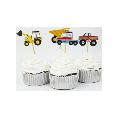 240pcs Automobile and tractor cake decoration inserted card