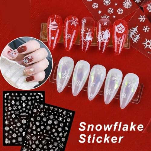 3D Nail Sticker Snowflake Snowboy Winter Snow Designed for Merry Christmas Nail Art Decoration Stickers DIY Manicure Decals