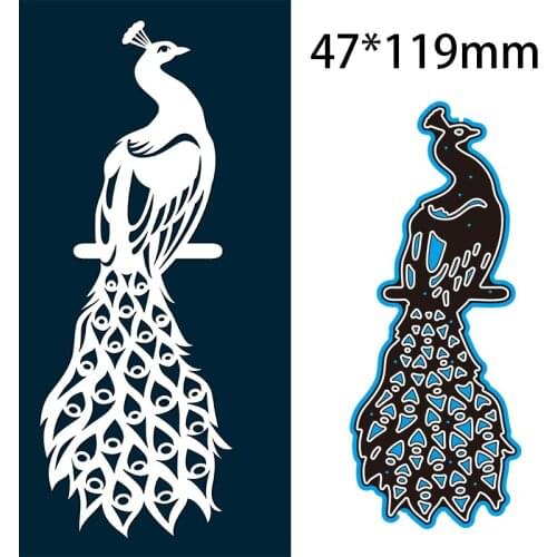 47*119mm Peahen standing on the branch Metal cutting Dies Craft Embossing Scrapbooking paper craft Greeting Card