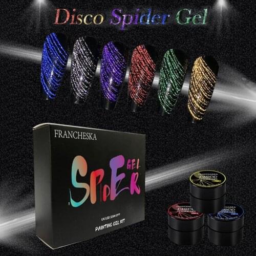 6Pcs/Set 8ml Nail Spider Gel Soak Off Quick Dry Portable Varnish Drawing 3D Manicure Disco Spider Gel Beauty Manicure Nail Art