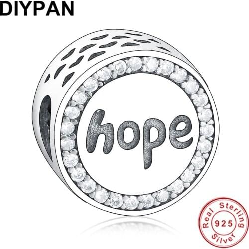 925 Sterling Silver Hope Charms Beads Fit Original Pandora Charms Silver 925 Bracelet For Women Fashion Jewelry Berloque
