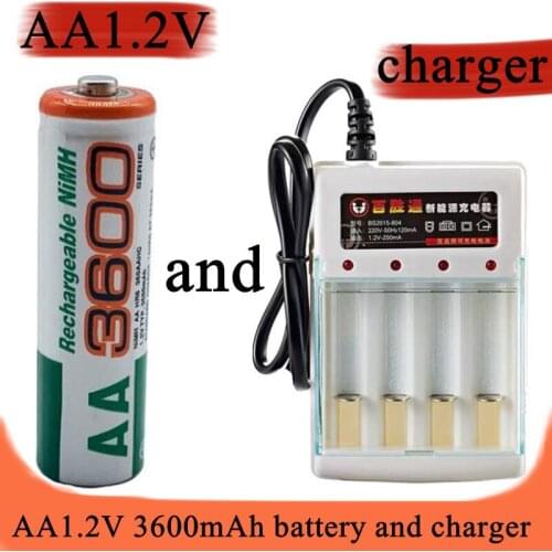 2021 new AA battery 3600 MAH rechargeable battery 1.2 V nickel hydrogen is suitable for clock and mouse with charger
