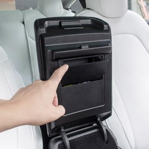 Car Central Console Armrest Storage Organizer Box Black Hidden Drawer Suitable for Model 3 Y Interior Accessories