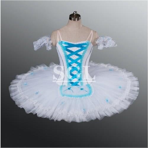 Free Shipping Adult Women Kids Girls Ballet Professional Tutus The Snow Flake In Nutcracker White Blue Ballet Tutu AT1080C