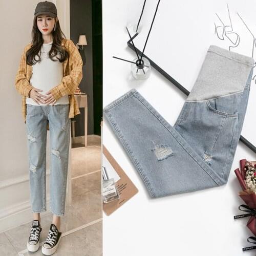 2020 New Pregnant Women Cotton Belly Pants Good Quality Ankle-Length Loose Maternity Abdomen Denim Trousers Fashion Empire Jeans