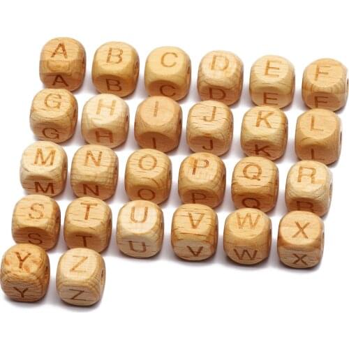 10-50pcs 10mm Natural Beech Letter Wood Beads Alphabet Square Cube Loose Spacer Beads For Jewelry Making Diy Necklace Bracelet