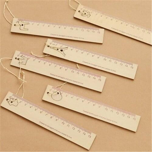 DL Korean cute cartoon wooden ruler with pendant size hollowed out multifunction primary school prize stationery wholesale
