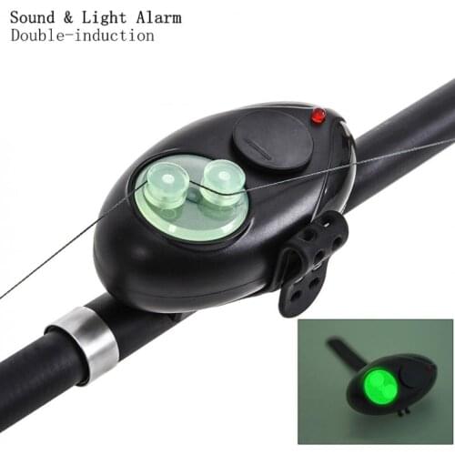 Electronic Double Induction Sound Light Fish Bite Alarm Tool Noctilucence LED Light Bell Clip Sea Rock Fishing Rod Alarm Hot