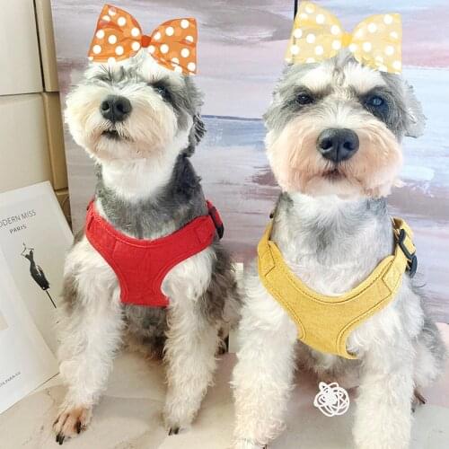 Dog Harness Adjustable Cotton Soft Puppy Cat Collar Leash Set French Bulldog Harnesses For Small Medium Dogs York Pet Supplies