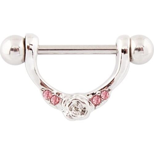 Nipple ring flower Nickel-free fashion women body piercing Body jewelry Wholesale 14G Surgical Steel bar medical steel 10pcs/lot