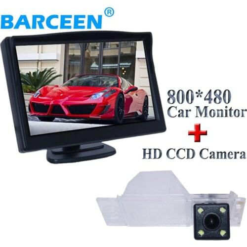 Car rear reversing set 5" car backup camera bring 4 led night vision+universal car monitor for Hyundai new Tucson IX35 2016