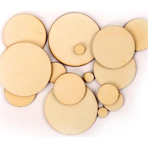 Mix Round Wooden Scrapbooking Carft DIY For Handmade Home Embellishments Wood Circle Decoration 10/20/30/40/50mm 50pcs MT0794