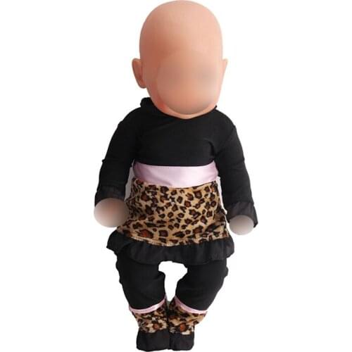 43 cm baby dolls clothes leopard print suit American new born dress Baby toys fit 18 inch Girls doll f97
