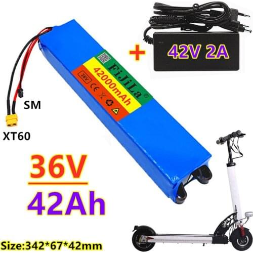 36V 42Ah 18650 lithium battery pack 10S3P 42000mah 500W Same port 42V Electric rollers M365 ebike Power battery with BMS+Charger