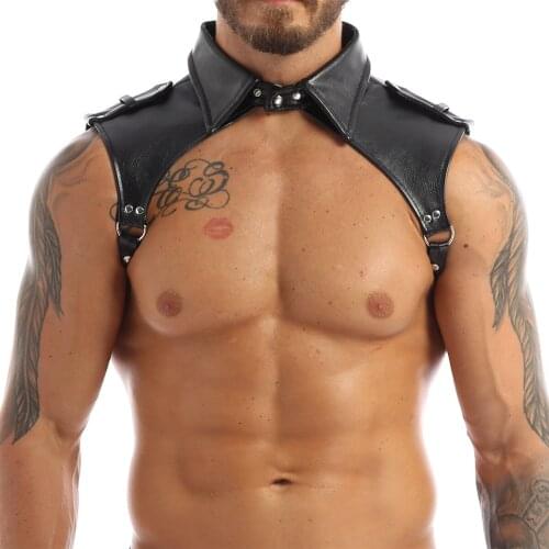 Men Lingerie bdsm Bondage Leather Harness Men arnes hombre Adjustable Body Chest Harness Lapel Bondage Costume with Press Button
