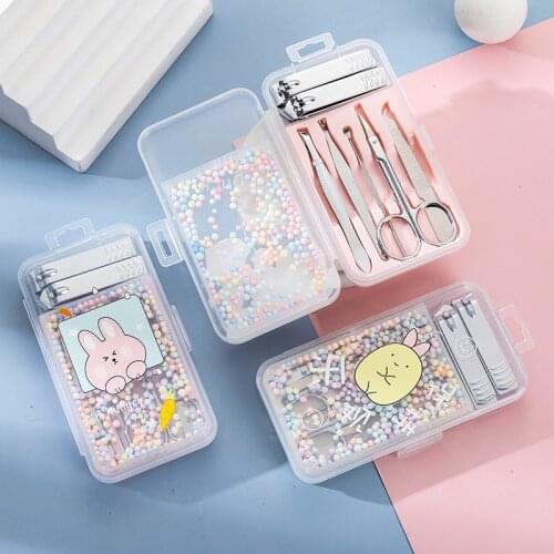 7pcs/set Portable Nail Clipper Set Manicure Kit Travel Home Girl Cute Cartoon Nail Tools Scissors Nail Set for Manicure Gift