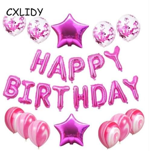 Sequined Foil Balloon Set Pentagram Birthday Party Decoration Aluminum Film Confetti Letter Balloon Combination aa075