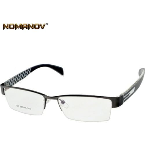 Nomanov = Half-rim Alloy Frame Eyeglasses Custom Made Prescription Myopia / Reading Optical Or Photochromic Gray / Brown Lenses