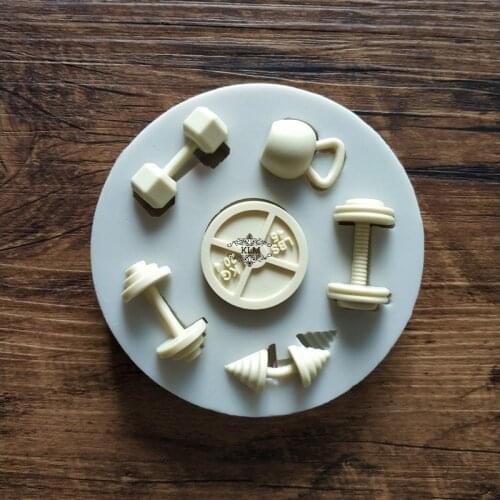 2018 new sports equipment silicone mold Weightlifting Yaling Chocolate Cake Decorating Tool Soft candy DIY baking mold KLM-00431