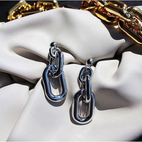 New Arrival Link Chain Drop Earrings For Women Punk Girl Crush Silver Color Tassel Dangle Brincos Hot Fashion Jewelry Gifts