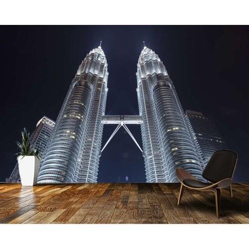 Papel de parede Kuala Lumpur Twin Towers City Architecture 3d wallpaper,living room bedroom wall papers home decor bar mural