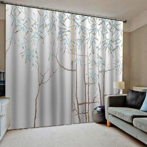 Simple bamboo curtains for bedroom 3D Curtain Luxury Blackout Window Curtain Living Room