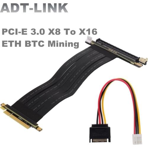 PCI-E3.0 Riser Express X8 X16 RTX3060 ETH PCIe Riser Adapter Extender Cable With SATA Power For Multi-Card Motherboard BTC Miner