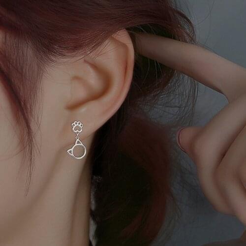 Stud Earrings Hollow Cat For Women Cute Design Korean Fashion Sweet Simple Lady Luxury Wedding Gift Jewelry Wholesale BOYULIGE