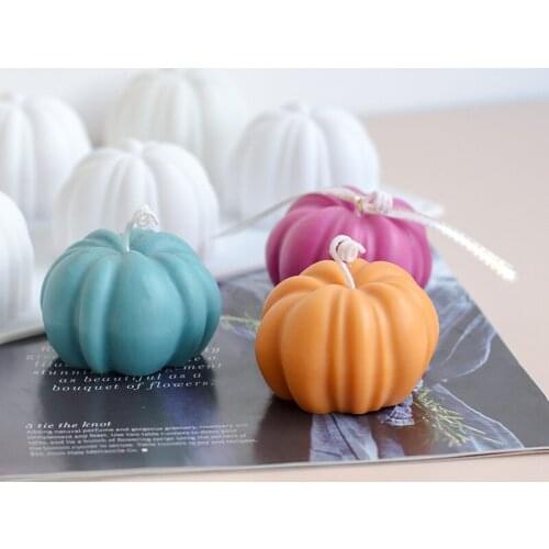 Six Pumpkin Candle Silicone Mold Christmas Series Pumpkin Shape Aromatherapy Candle Diy Mold